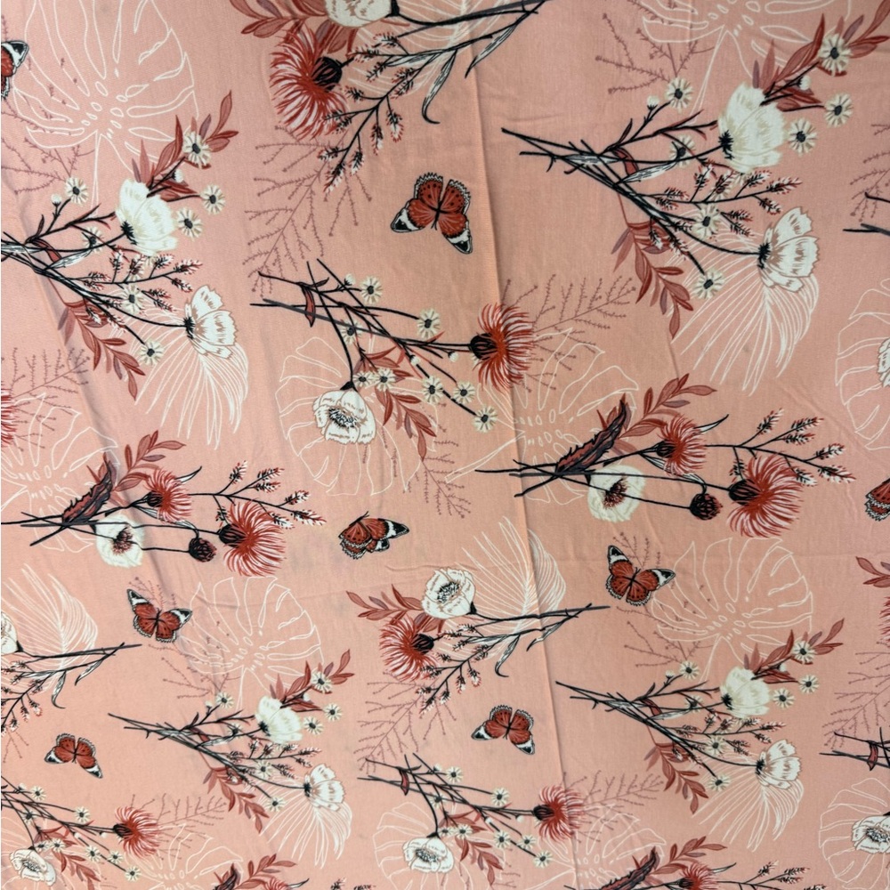 Milkmaid Goods Floral Butterfly Baby Swaddle Pink Rayon Stretch Blanket